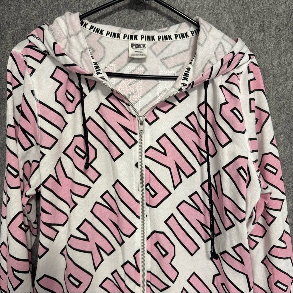 VICTORIA'S SECRET PINK GRAPHIC HOODIE FASHION SHOW FULL ZIP size L - Picture 2 of 12